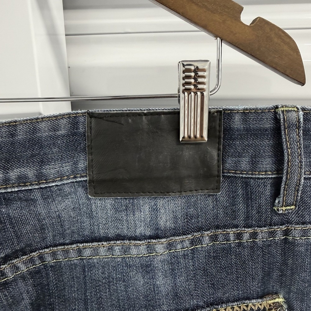 Sacred Cult Jeans Mens 36x34 Dark Wash Straight Flap Pocket Y2K Distressed - Picture 10 of 12